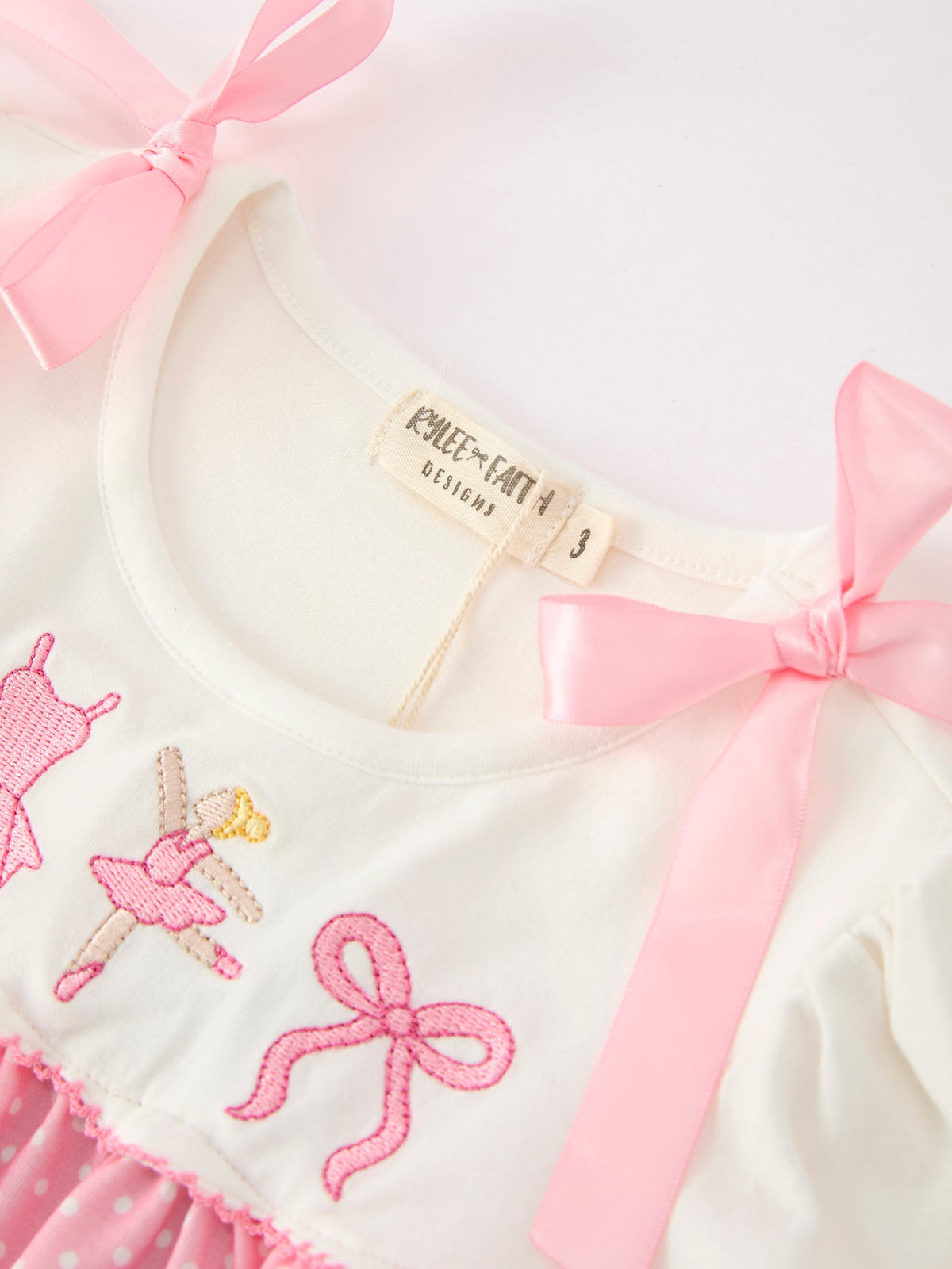 Ballet Embroidery Bow Polka Dot Dress