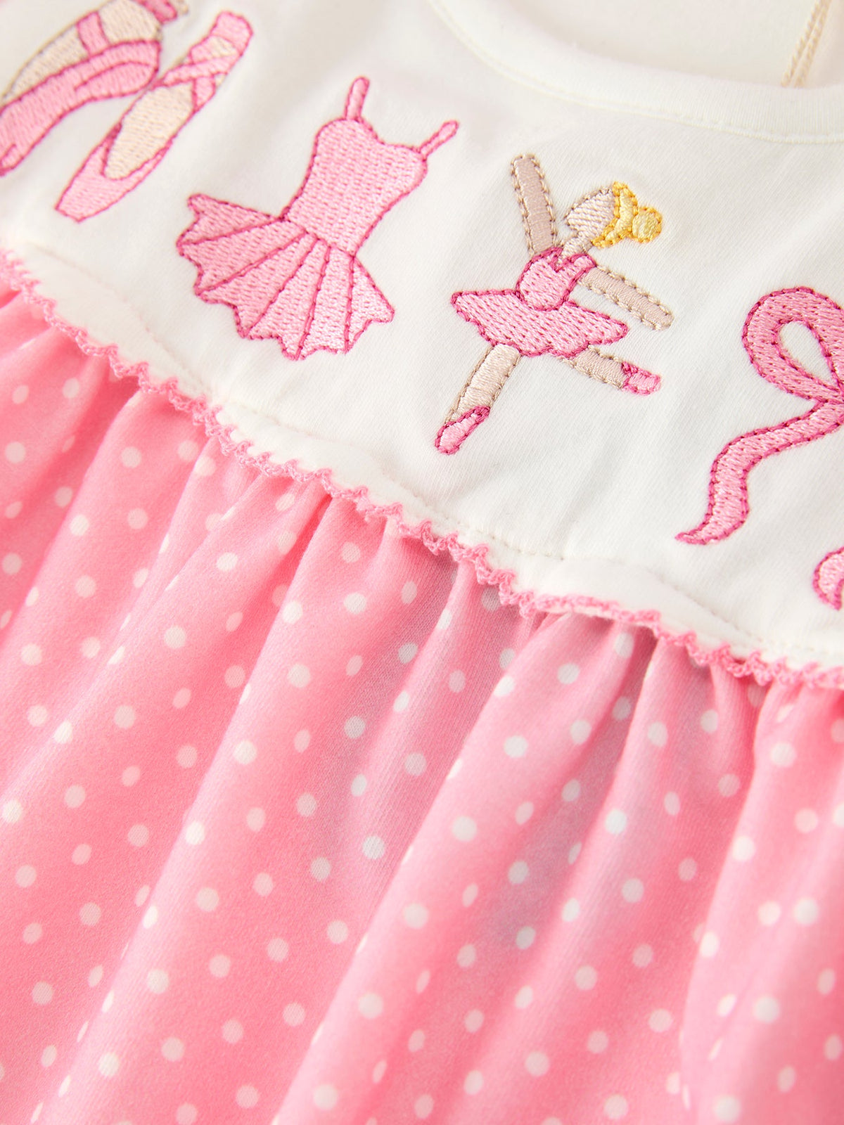 Ballet Embroidery Bow Polka Dot Dress