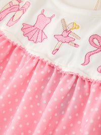 Ballet Embroidery Bow Polka Dot Dress