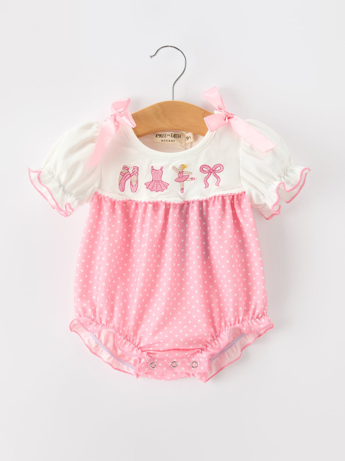 Ballet Embroidery Bow Bubble Romper