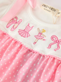 Ballet Embroidery Bow Bubble Romper