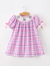 Halloween Plaid Bat Smocked Girls Dress