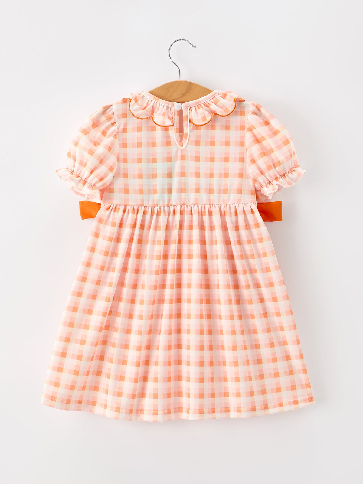 Pumpkin Plaid Bow Girls Dress