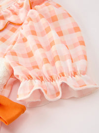 Pumpkin Plaid Bow Girls Dress