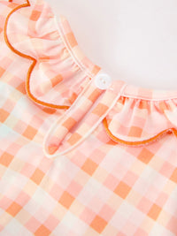 Pumpkin Plaid Bow Girls Dress
