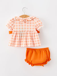 Pumpkin Plaid Girls Bloomer Set