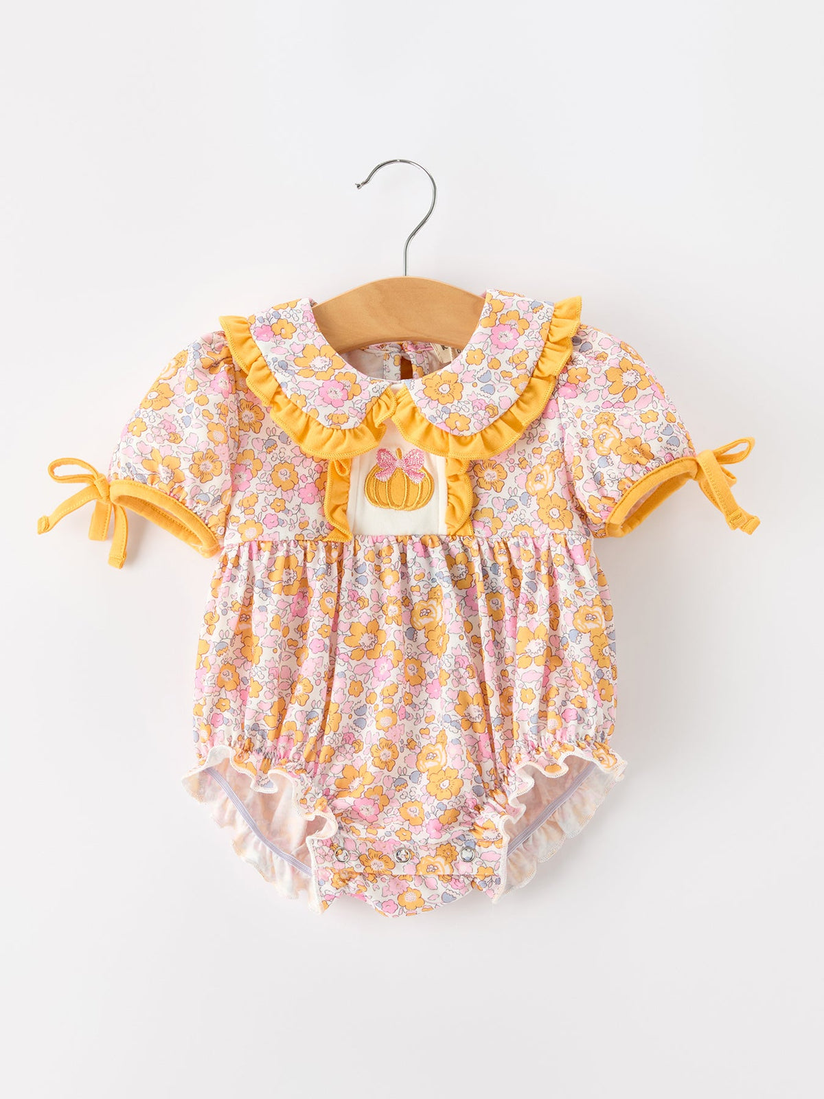 Pumpkin Floral Baby Bubble Romper