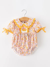 Pumpkin Floral Baby Bubble Romper