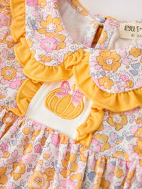 Pumpkin Floral Baby Bubble Romper