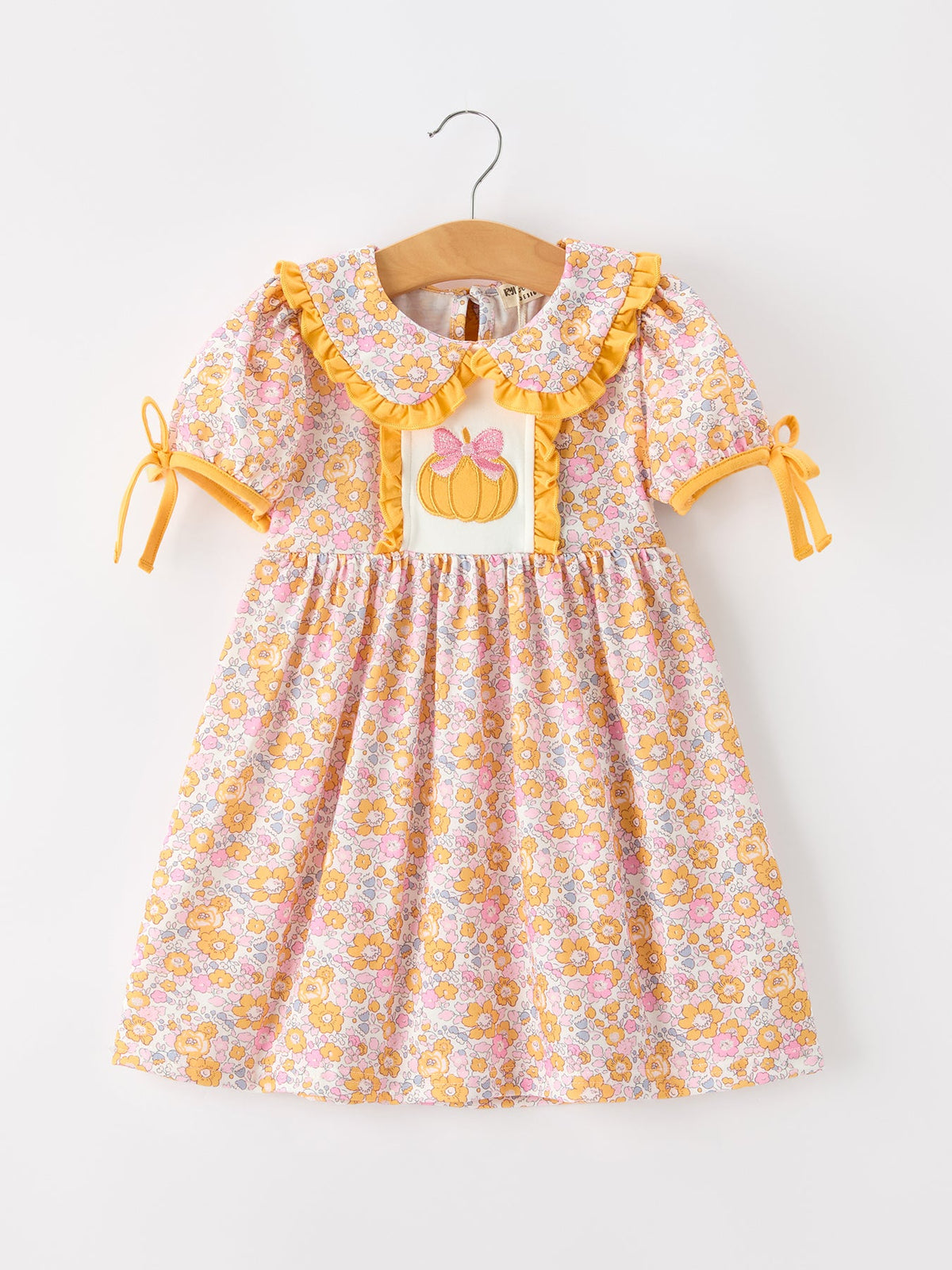 Pumpkin Floral Girls Dress