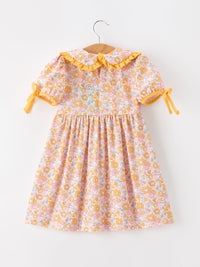 Pumpkin Floral Girls Dress