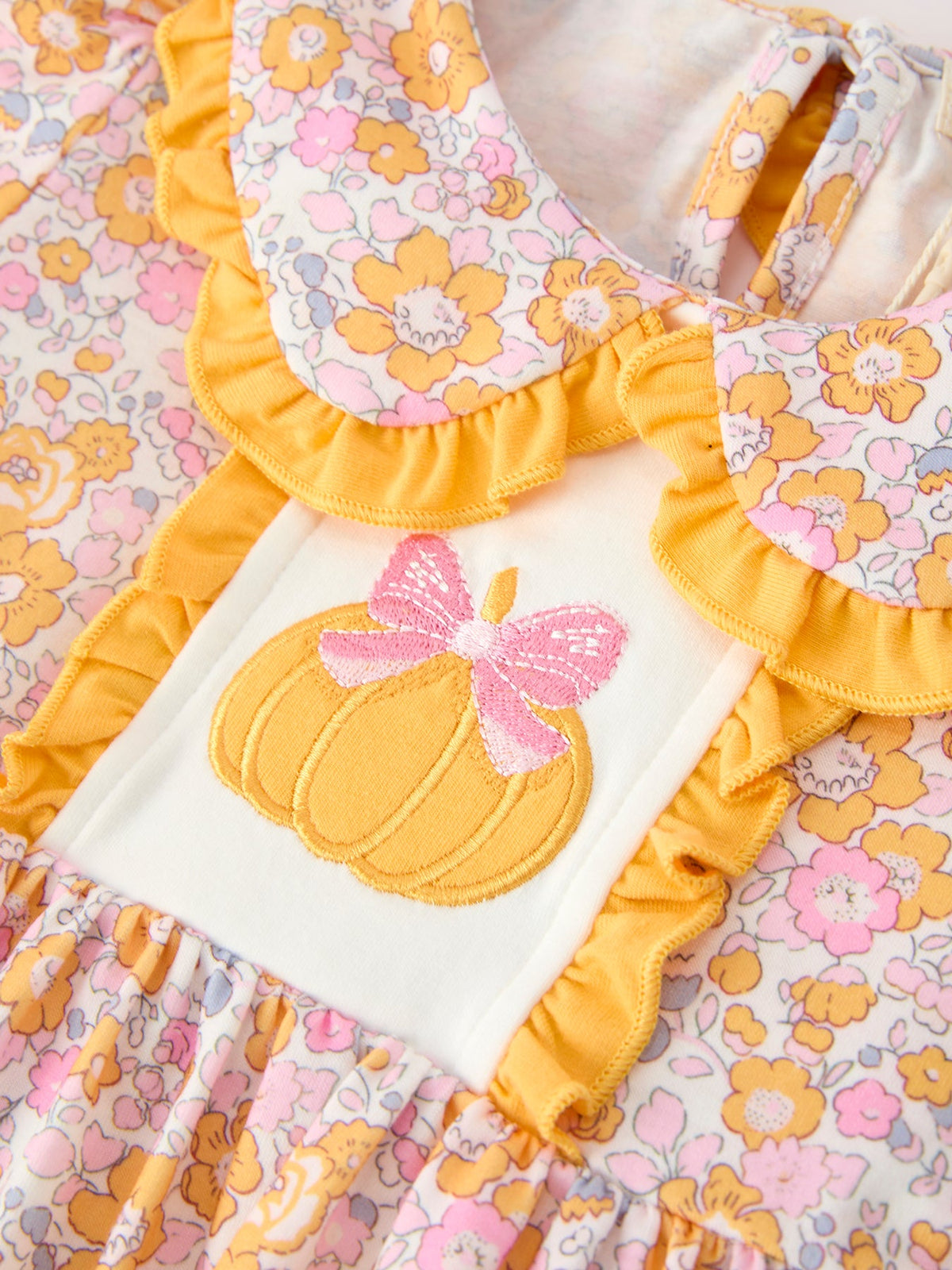 Pumpkin Floral Girls Dress