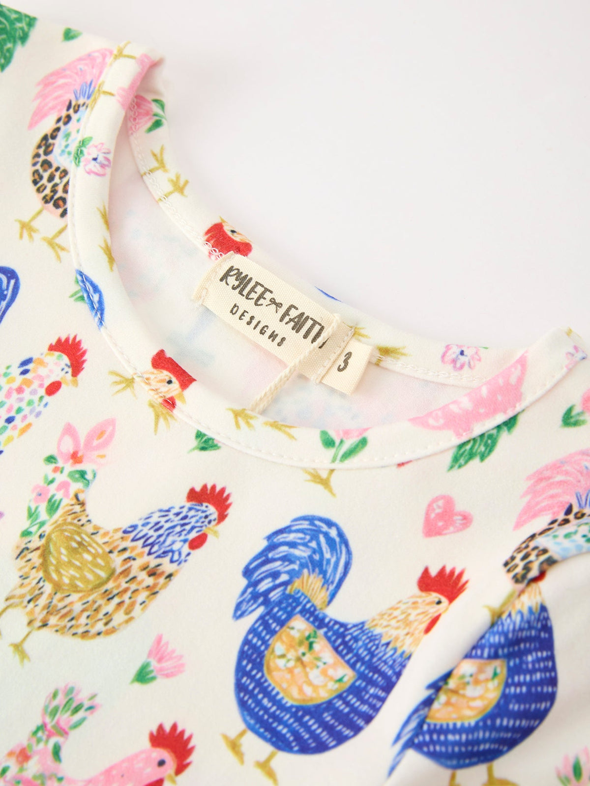 Farm Chicken Print Girls Ruffle Hem Twirl Dress