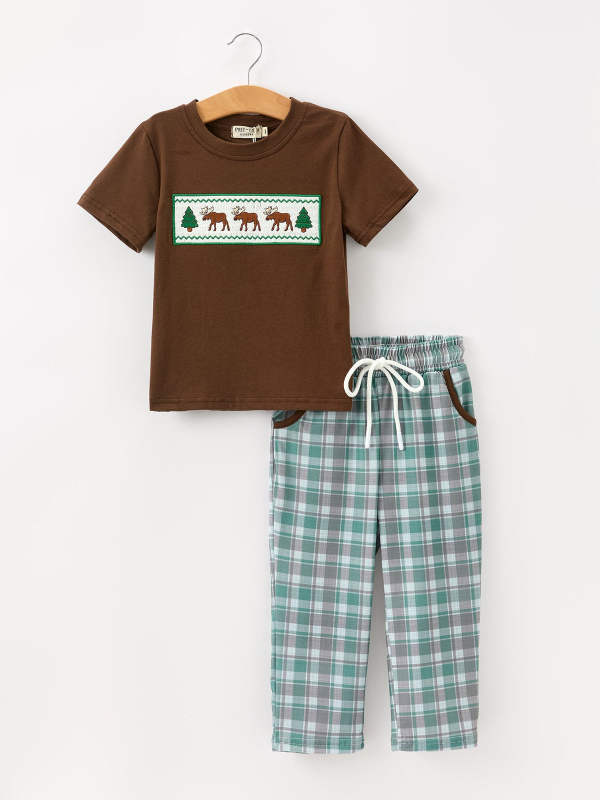 Moose Smocked Boys Short Sleeve Pant Set