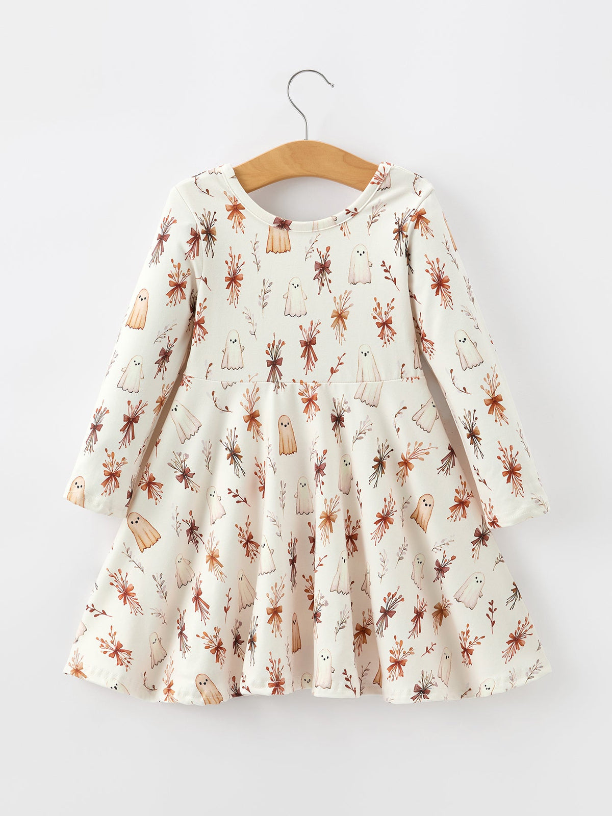 Ghost Floral Bow Girls Long Sleeve Twirl Dress