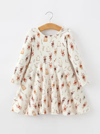 Ghost Floral Bow Girls Long Sleeve Twirl Dress