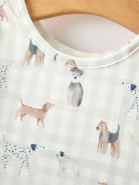 Dog Print Girls Long Sleeve Twirl Dress