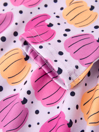 Pumpkin Print Girls Long Sleeve Twirl Dress
