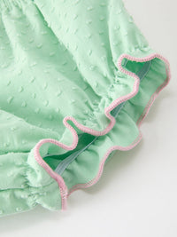 Christmas Mint Green Smocked Santa Baby Girl Bloomer Set
