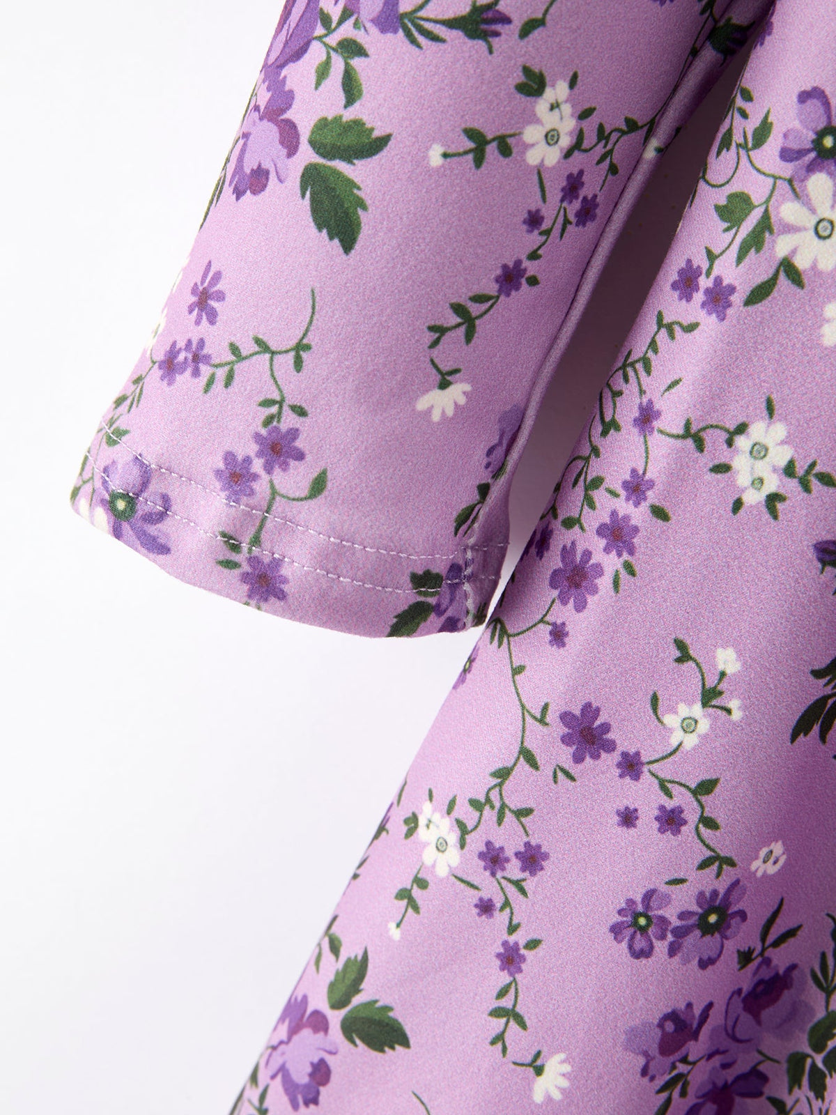 Lavender Floral Print Girls Long Sleeve Twirl Dress