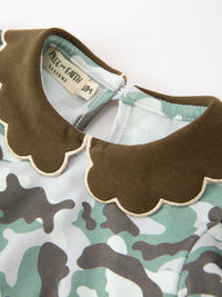 Camo Bow Girls Ruffle Bubble Romper