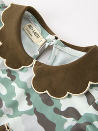 Camo Bow Girls Puff Sleeve Twirl Dress