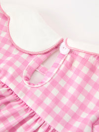 Fall Pumpkin Embroidery Pink Plaid Girls Bloomer Set