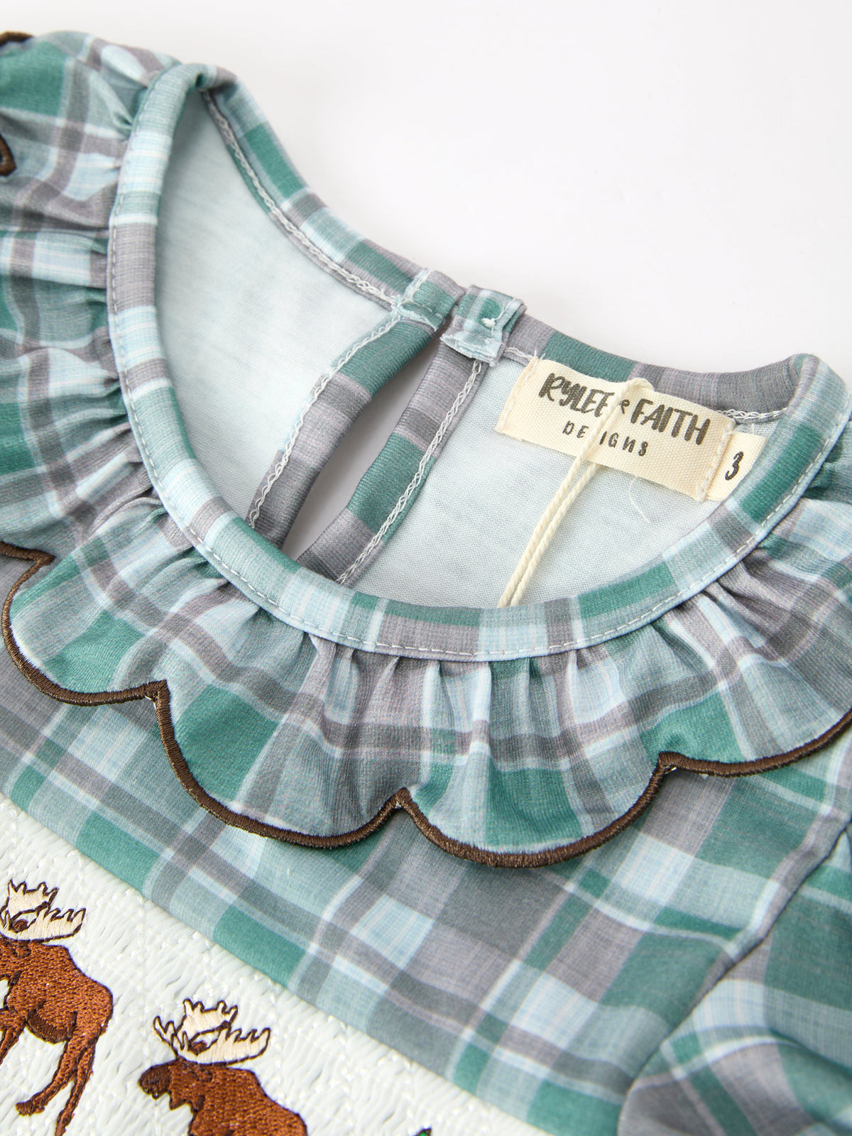 Moose Smocked Girls Puff Sleeve Dress