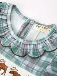 Moose Smocked Girls Puff Sleeve Dress