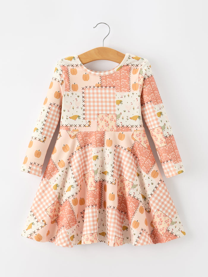 Fall Patchwork Girls Dress