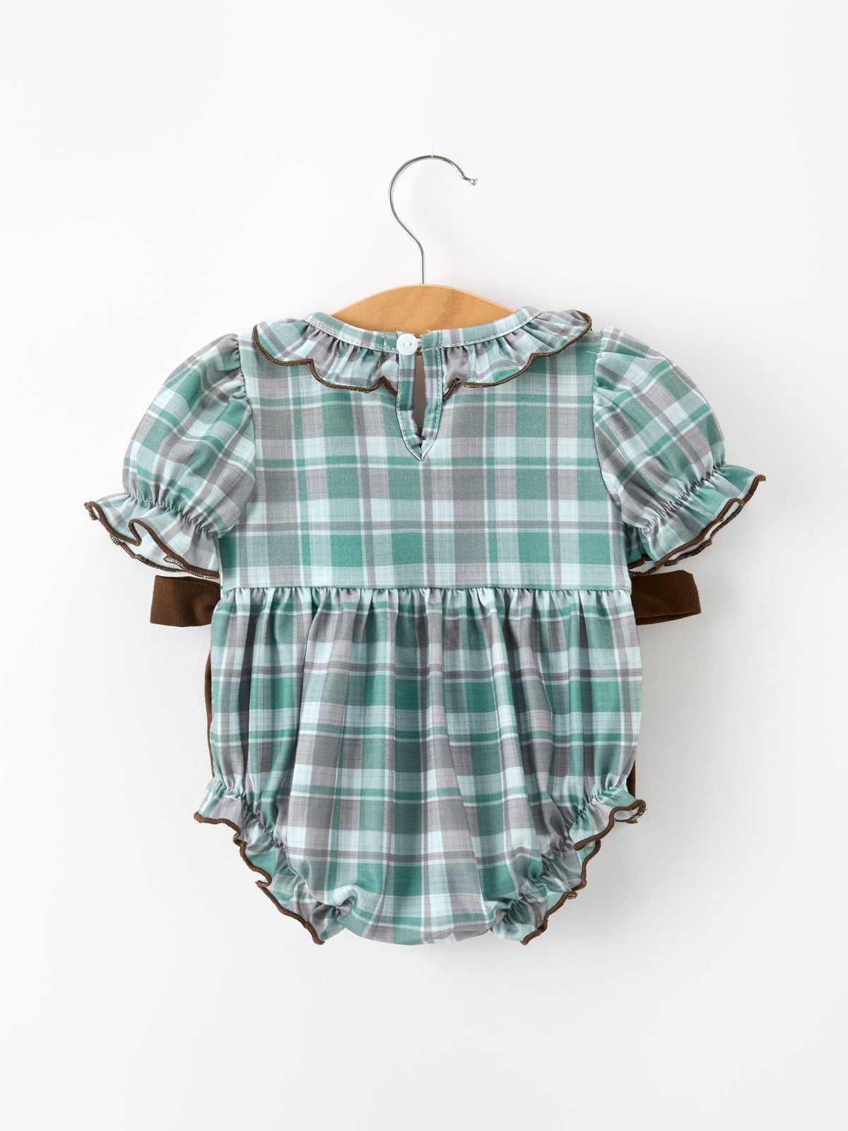 Moose Smocked Baby Girl Bubble Romper