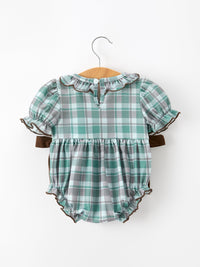 Moose Smocked Baby Girl Bubble Romper