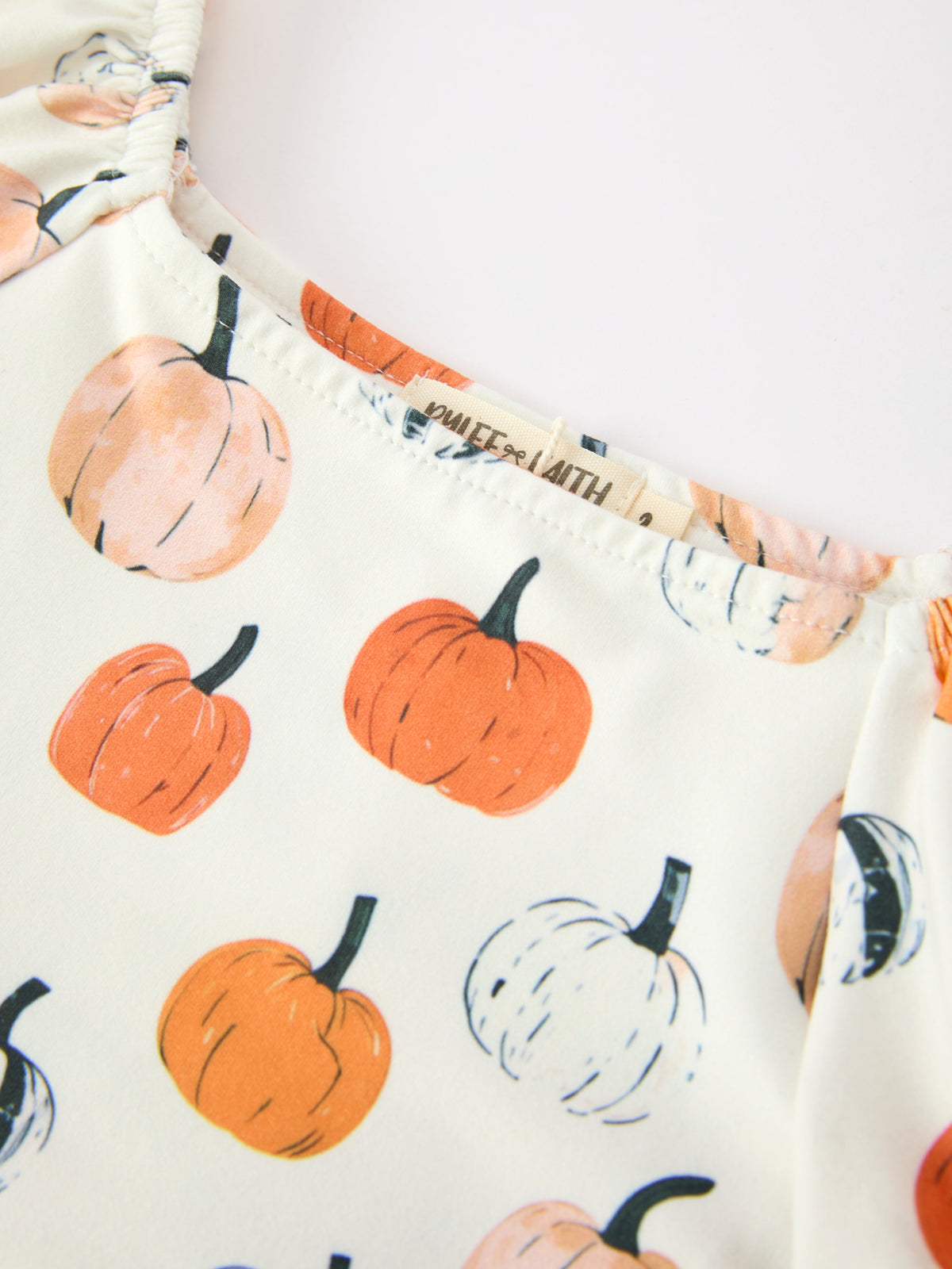 Pumpkin Puff Sleeve Girls Dress