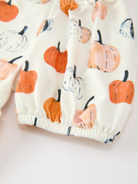 Pumpkin Puff Sleeve Girls Dress