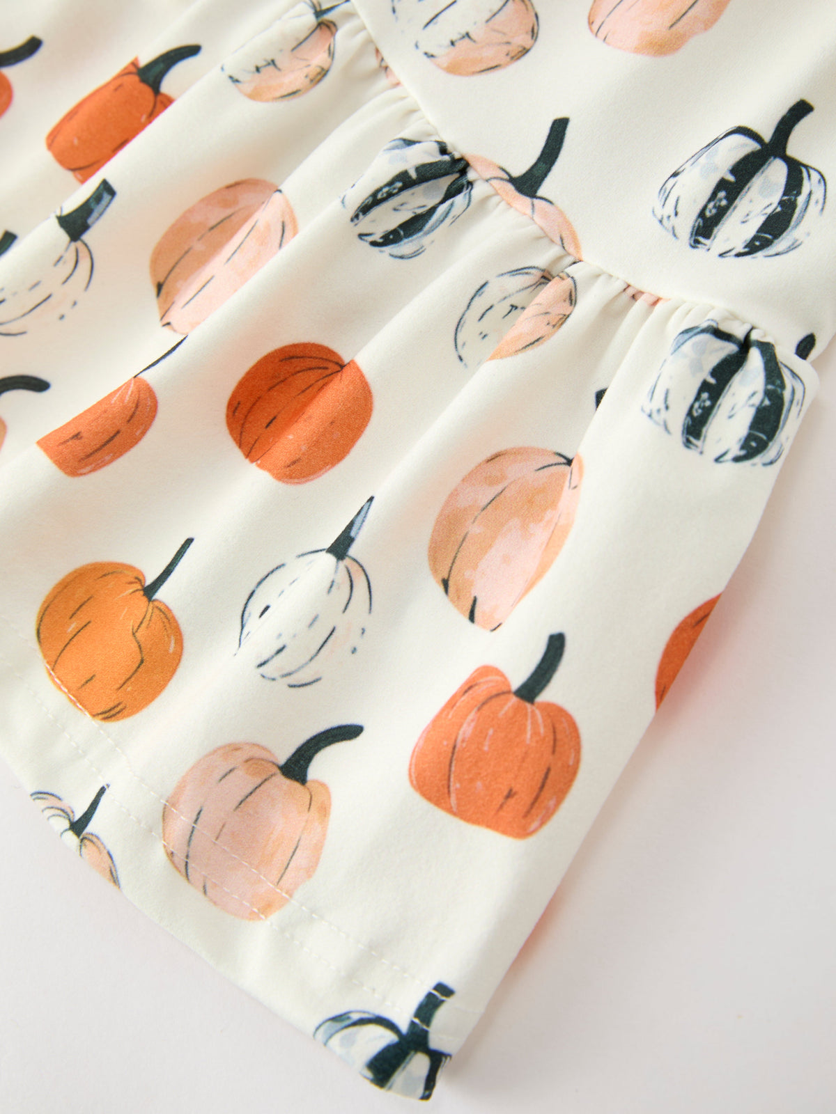 Pumpkin Puff Sleeve Girls Dress