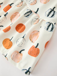 Pumpkin Puff Sleeve Girls Dress