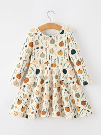 Pumpkin & Leaf Twirl Girls Dress