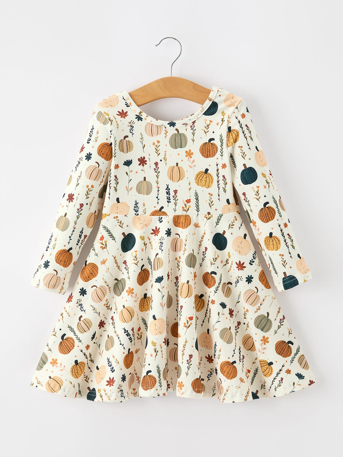 Pumpkin & Leaf Twirl Girls Dress