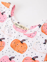 Pumpkin Print Girls Twirl Dress Long Sleeve