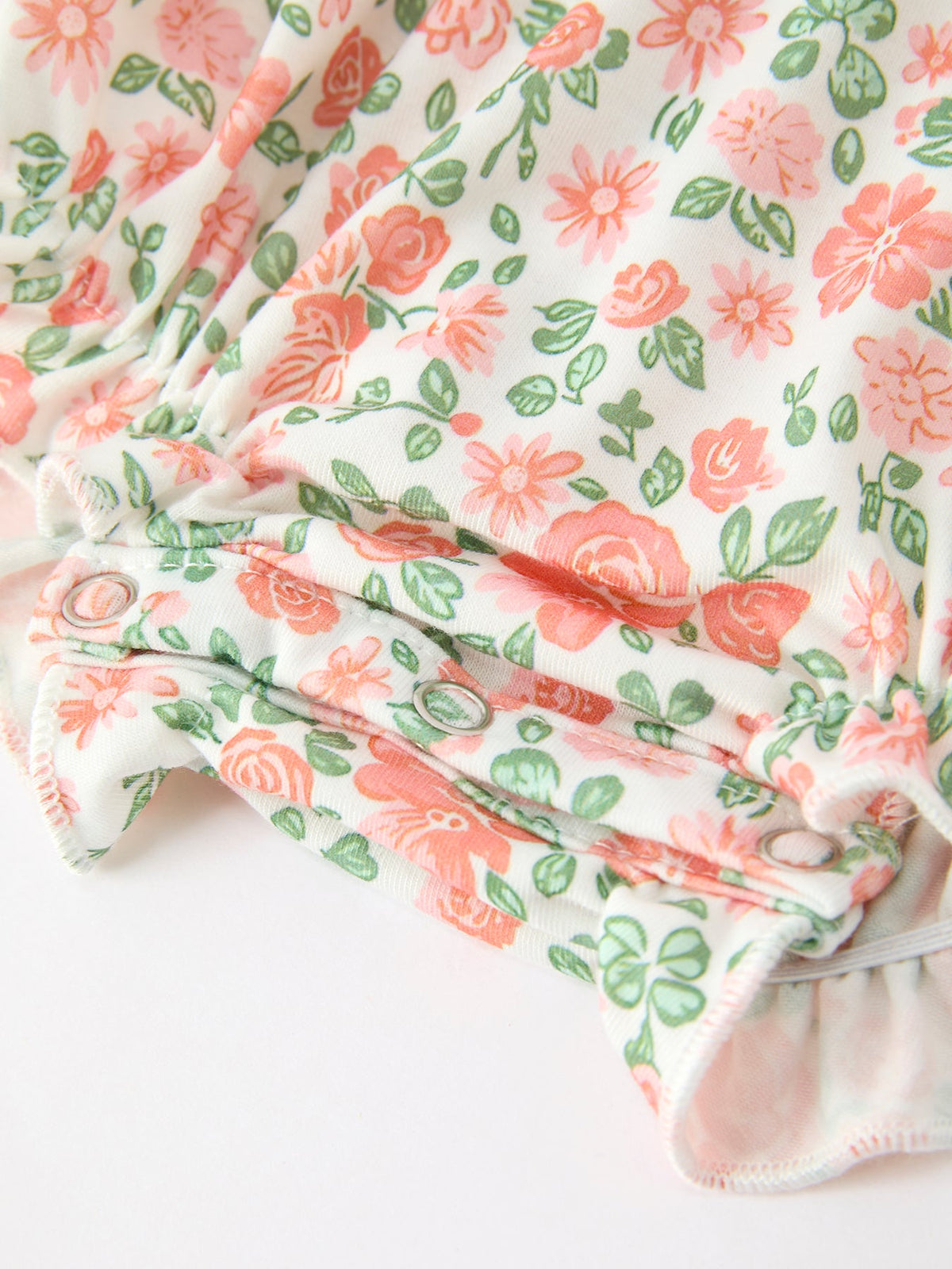 Blush Floral Baby Romper Smocked Petal Collar