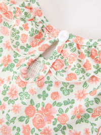 Blush Floral Girls Dress Smocked Petal Collar