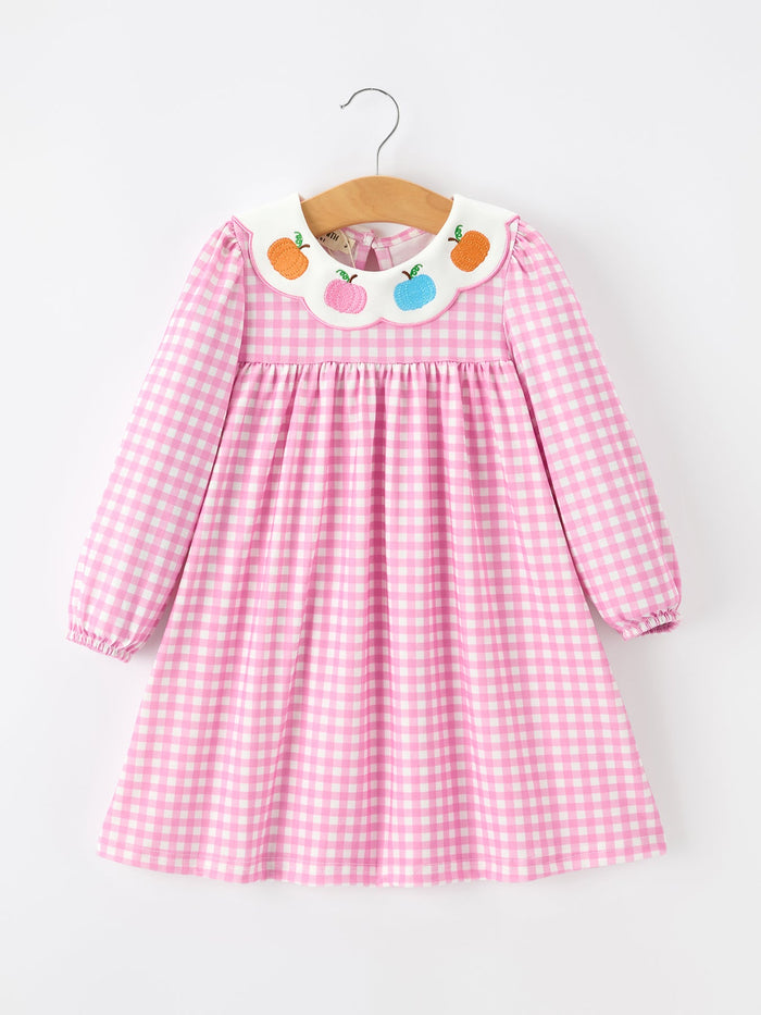 Fall Pumpkin Embroidery Girls Dress