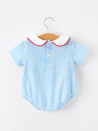 Christmas Santa Embroidered Boys Jon Jon Peter Pan Collar