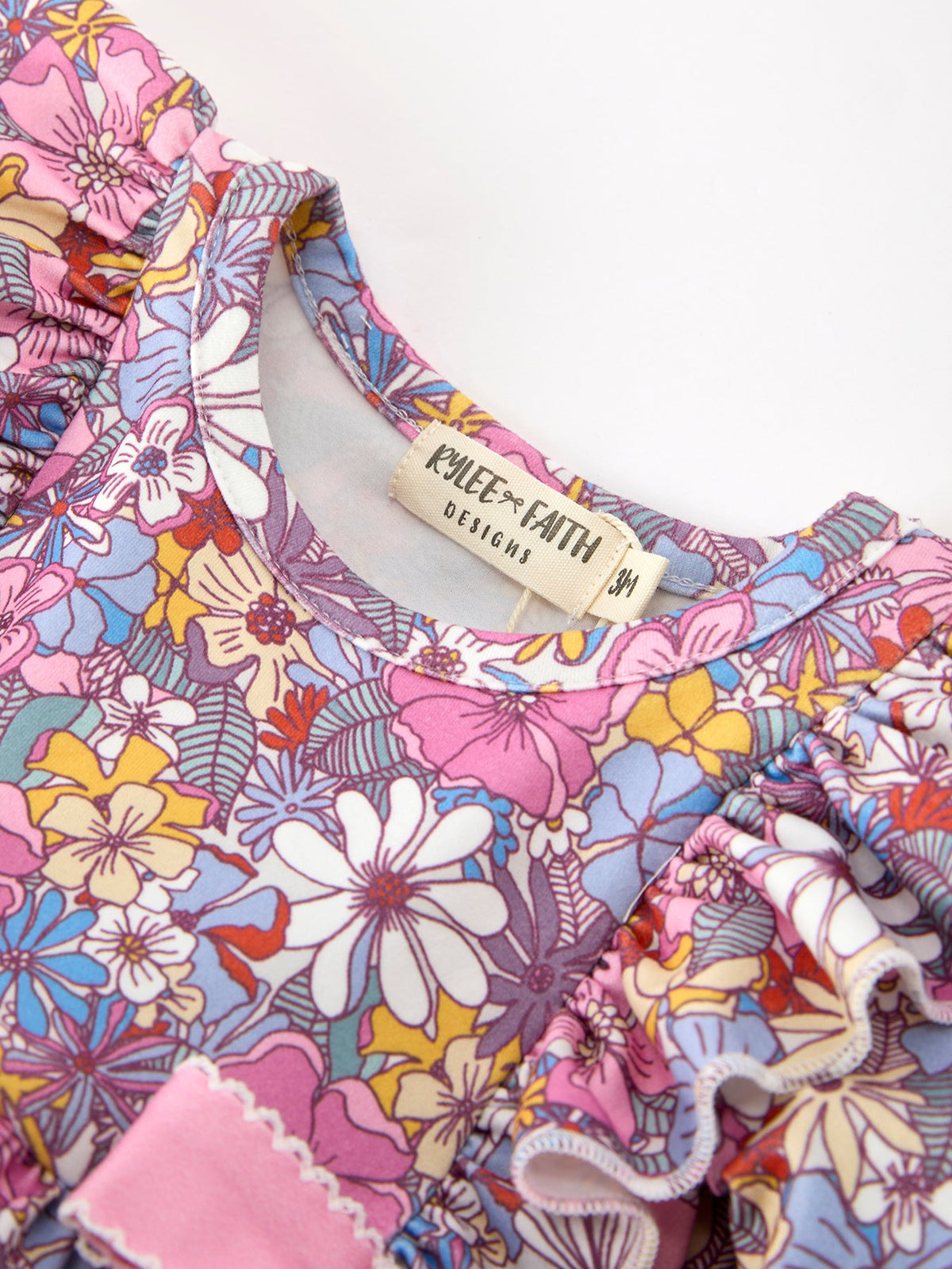 Vintage Floral Print Girls Long Sleeve Romper
