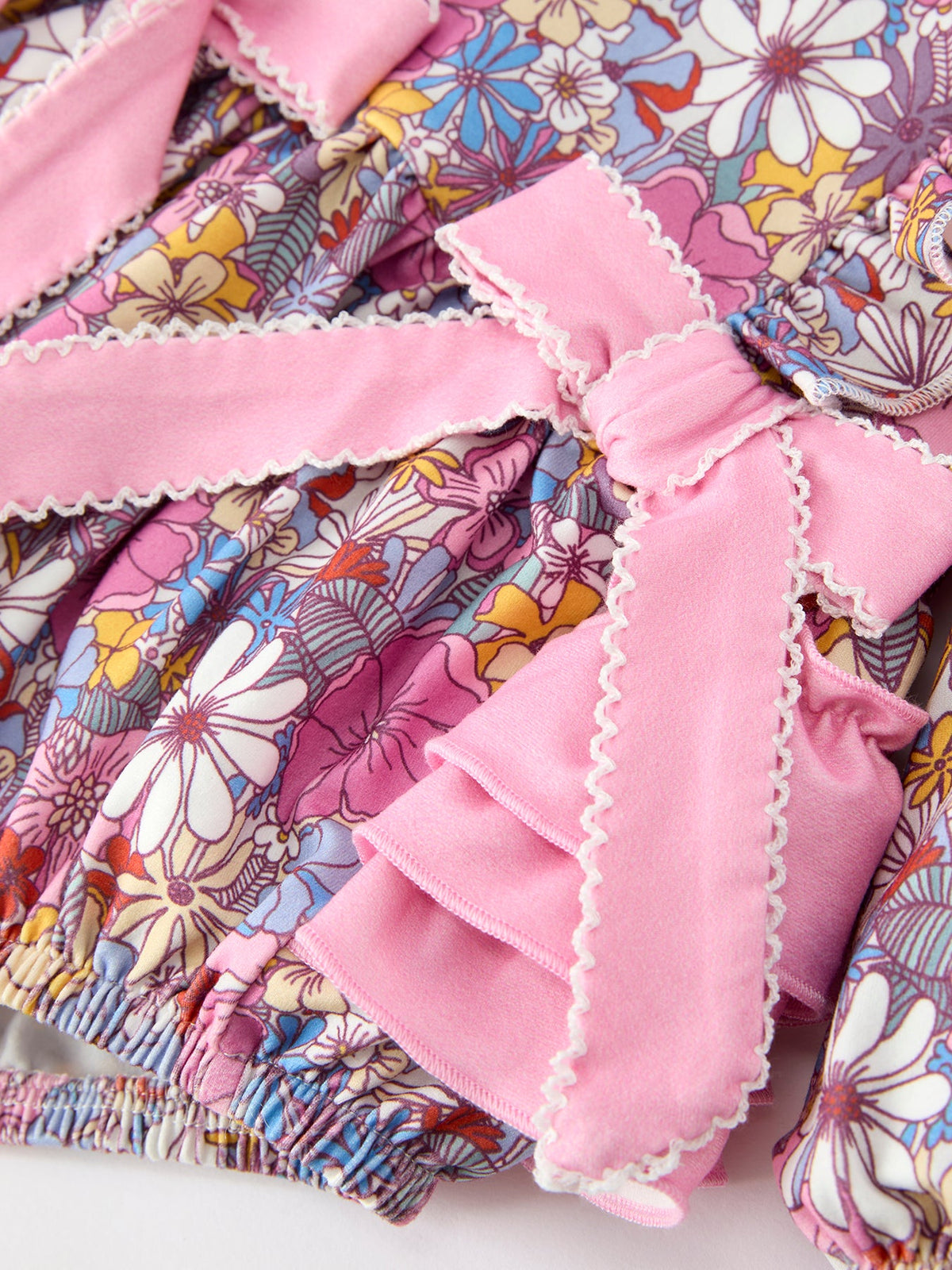 Vintage Floral Print Girls Long Sleeve Romper