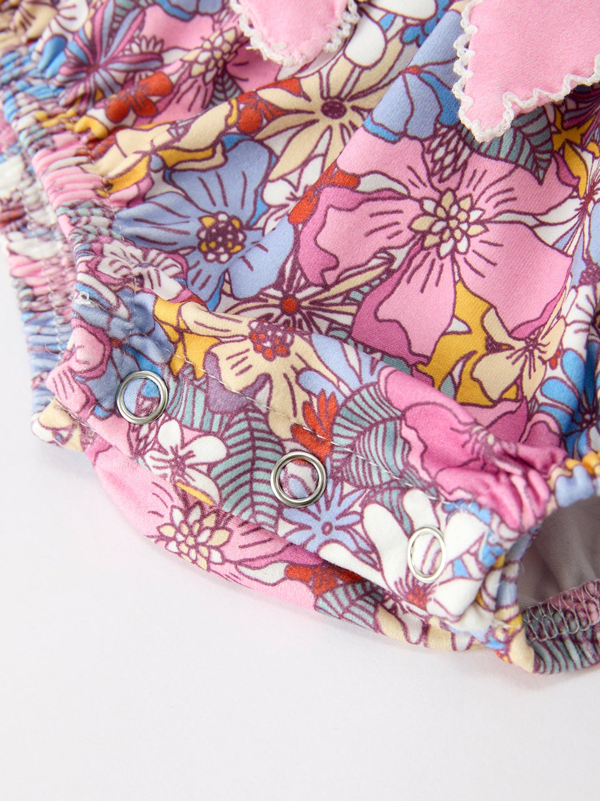 Vintage Floral Print Girls Long Sleeve Romper