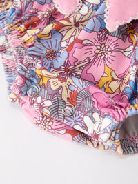 Vintage Floral Print Girls Long Sleeve Romper