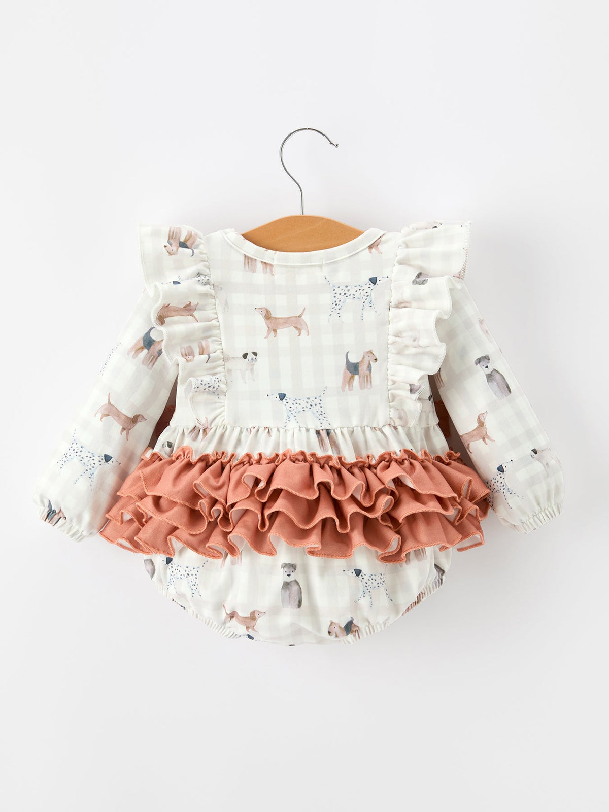 Dog Print Girls Long Sleeve Romper
