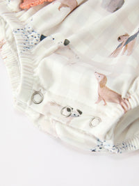Dog Print Girls Long Sleeve Romper