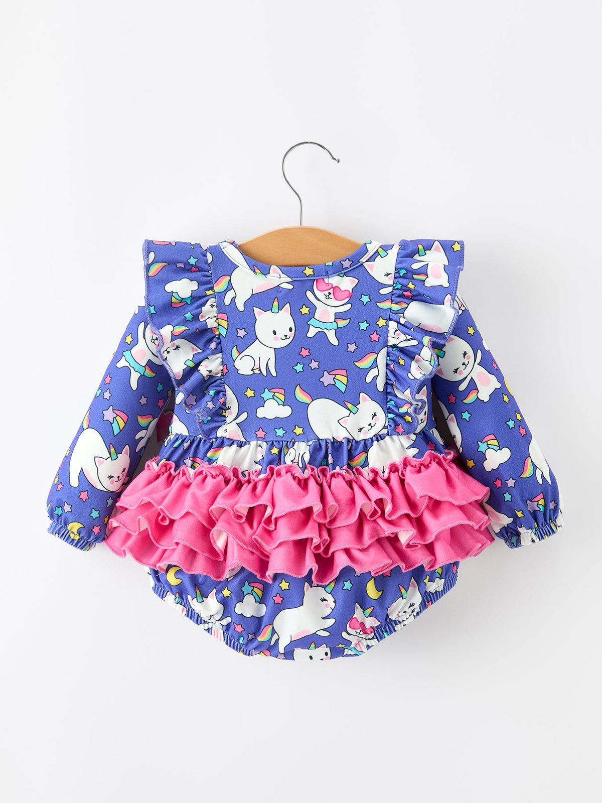 Cat Print Girls Long Sleeve Romper